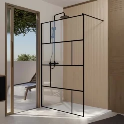 Paroi de douche à l’italienne en verre trempé 8 mm géométriques