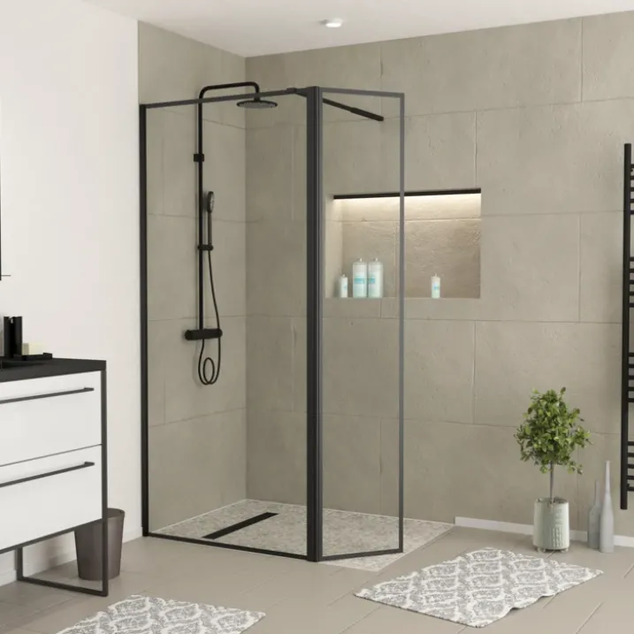 Paroi de douche minimaliste avec volet pivotant