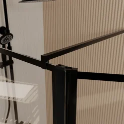 Paroi de douche sérigraphiée avec volet pivotant en verre trempé anticalcaire