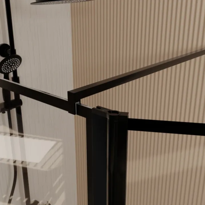 Paroi de douche sérigraphiée avec volet pivotant en verre trempé anticalcaire