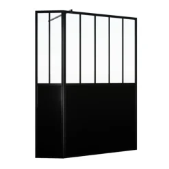 Paroi de douche verrière avec volet pivotant en verre trempé 5 mm