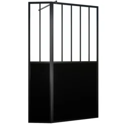 Paroi de douche verrière avec volet pivotant en verre trempé 5 mm