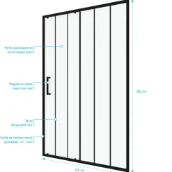 Paroi porte de douche coulissante sérigraphiée