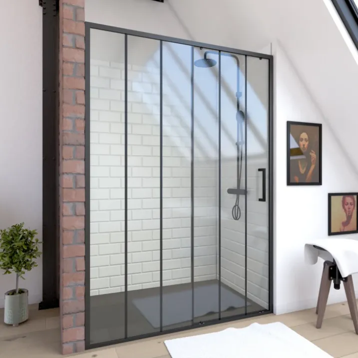 Paroi porte de douche coulissante sérigraphiée