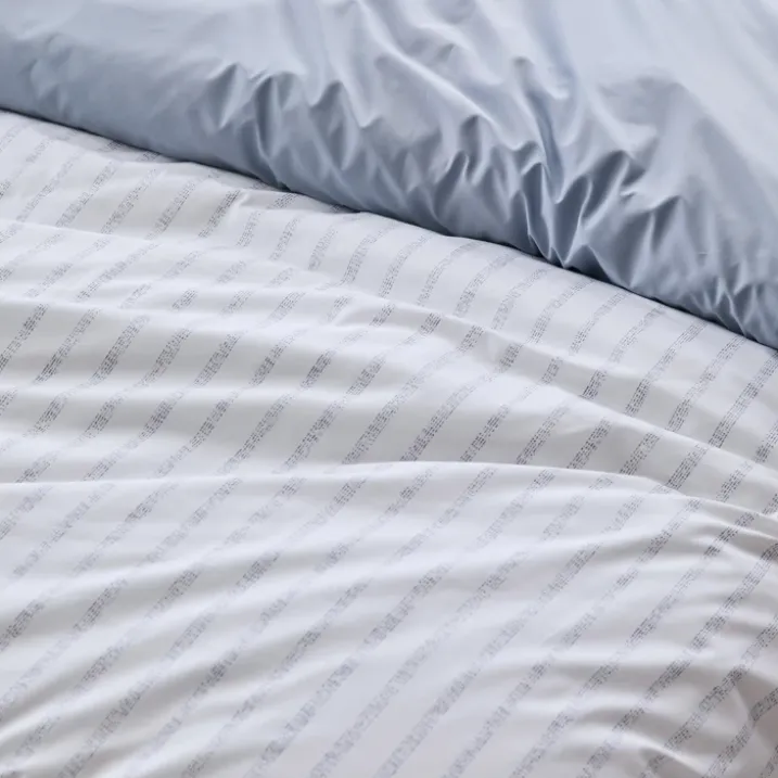 Parure de couette en percale de coton à rayures