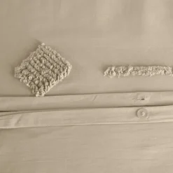 Parure de lit coton lavé tuftée géométrique