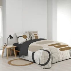 Parure de lit coton motif géométrique double face imprimée
