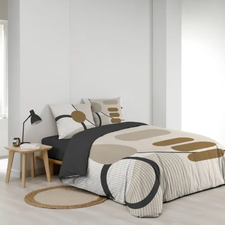 Parure de lit coton motif géométrique double face imprimée