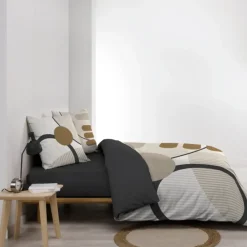 Parure de lit coton motif géométrique double face imprimée