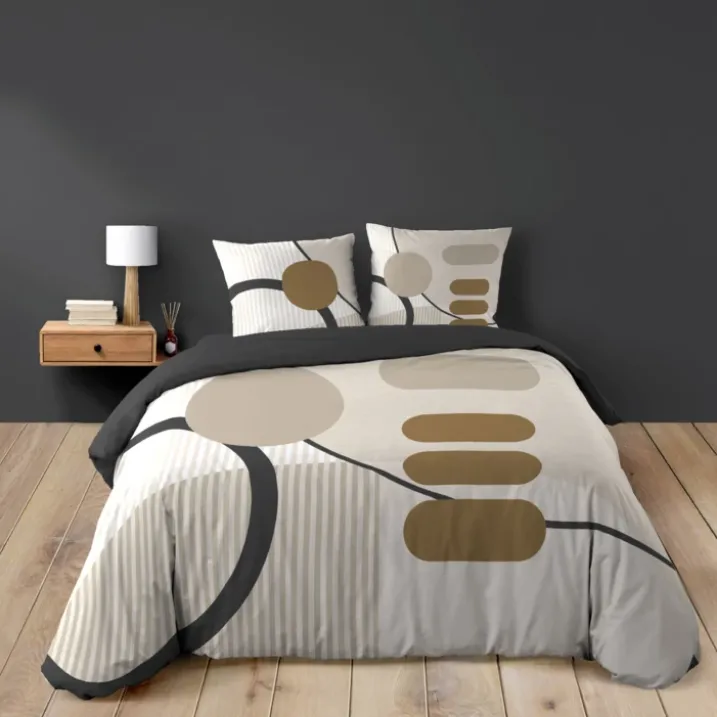Parure de lit coton motif géométrique double face imprimée
