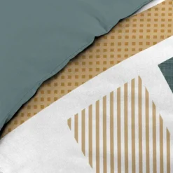 Parure de lit coton motif graphique double face imprimée