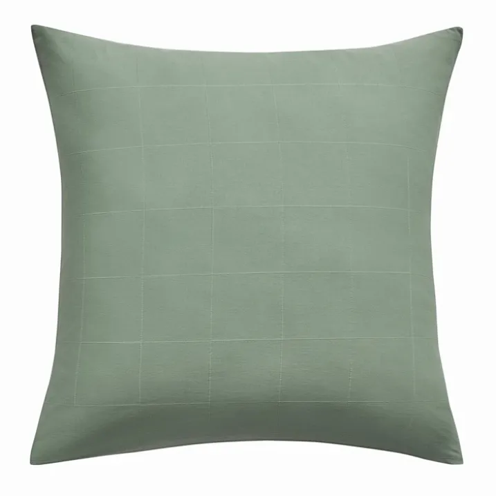 Parure de lit en coton lavé motif carreaux jacquard