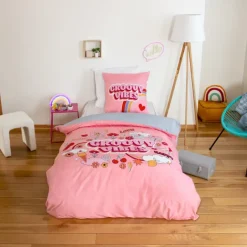 Parure de lit enfant Groovy Vibes rose