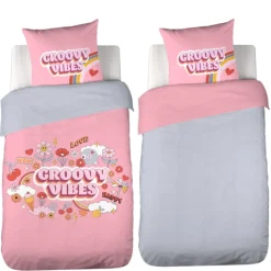 Parure de lit enfant Groovy Vibes rose