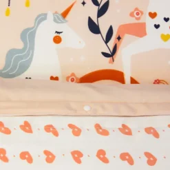 Parure de lit enfant licorne avec poche pour doudou