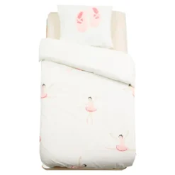 Parure de lit enfant 2 pièces coton tufté ballerine housse + taie