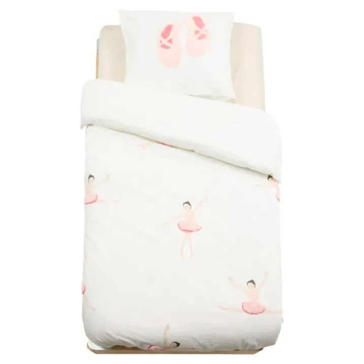 Parure de lit enfant 2 pièces coton tufté ballerine housse + taie