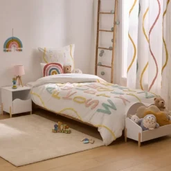 Parure de lit enfant 2 pièces coton tufté alphabet housse + taie
