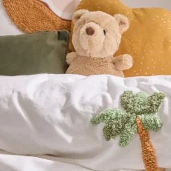 Parure de lit enfant 2 pièces coton tufté palmier housse + taie