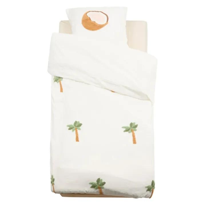 Parure de lit enfant 2 pièces coton tufté palmier housse + taie