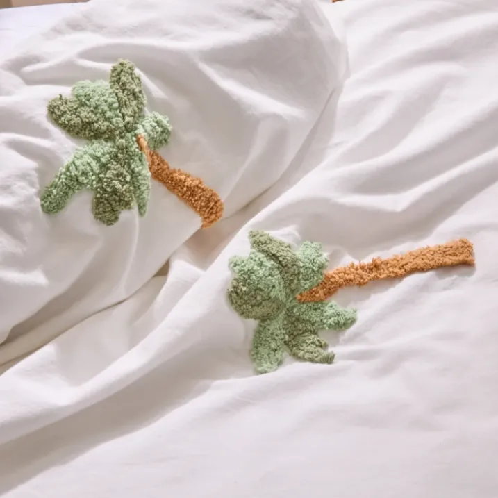 Parure de lit enfant 2 pièces coton tufté palmier housse + taie
