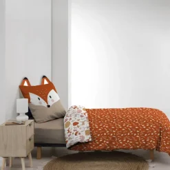 Parure de lit enfant réversible en coton motif renard et nature