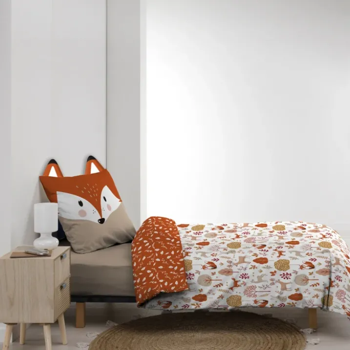 Parure de lit enfant réversible en coton motif renard et nature