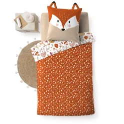 Parure de lit enfant réversible en coton motif renard et nature