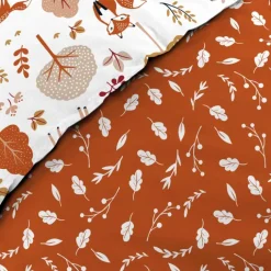Parure de lit enfant réversible en coton motif renard et nature