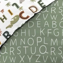 Parure de lit enfant réversible en coton motif alphabet et animaux