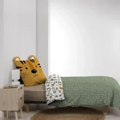 Parure de lit enfant réversible en coton motif alphabet et animaux