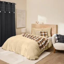 Parure de lit en flanelle relief unie avec fermeture zippée