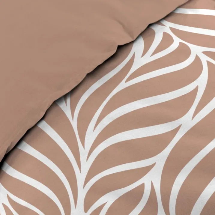 Parure de lit 3 pièces en coton feuille design housse + taies
