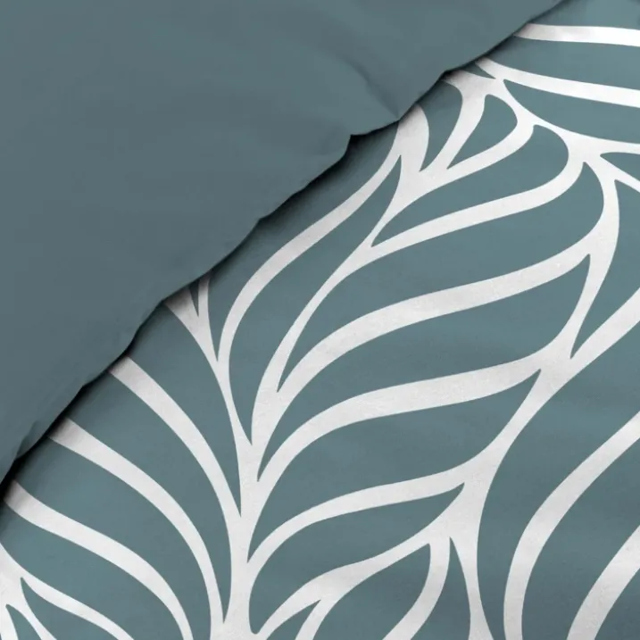 Parure de lit 3 pièces en coton feuille design housse + taies