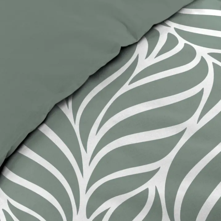 Parure de lit 3 pièces en coton feuille design housse + taies
