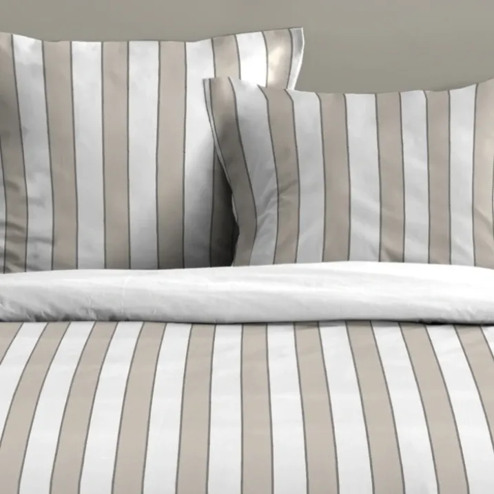 Parure de lit 3 pièces en coton imprimé rayures housse + taies