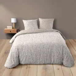 Parure de lit 3 pièces en coton à motif géométrique housse + taies
