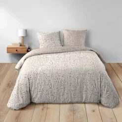 Parure de lit 3 pièces en coton à motif géométrique housse + taies