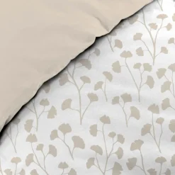 Parure de lit 3 pièces en coton à motif petites feuilles housse + taies