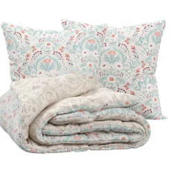 Parure de lit 3 pièces en coton réversible à motifs floraux