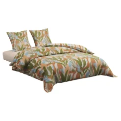 Parure de lit 3 pièces en coton réversible à motifs floraux