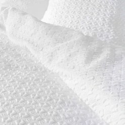 Parure de lit 2 pièces en coton réversible gaufré housse + taie