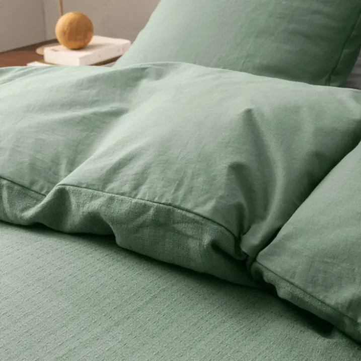 Parure de lit 3 pièces en coton tissage épais housse + taies