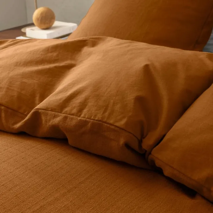 Parure de lit 3 pièces en coton tissage épais housse + taies