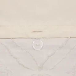 Parure de lit 3 pièces en microfibre lavée à motif tufté