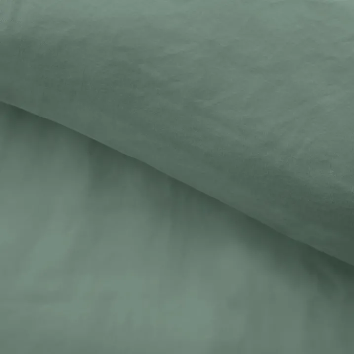 Parure de lit 3 pièces en microfibre unie lavée housse + taies