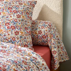Parure de lit 2 pièces flanelle de coton floral housse + taie