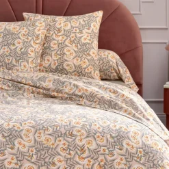 Parure de lit 3 pièces flanelle feuillage housse + taies