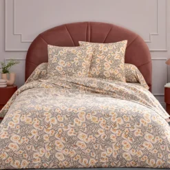 Parure de lit 3 pièces flanelle feuillage housse + taies