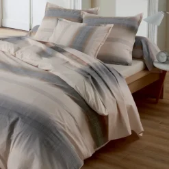 Parure de lit 2 pièces percale de coton dégradé rayé drap + taie